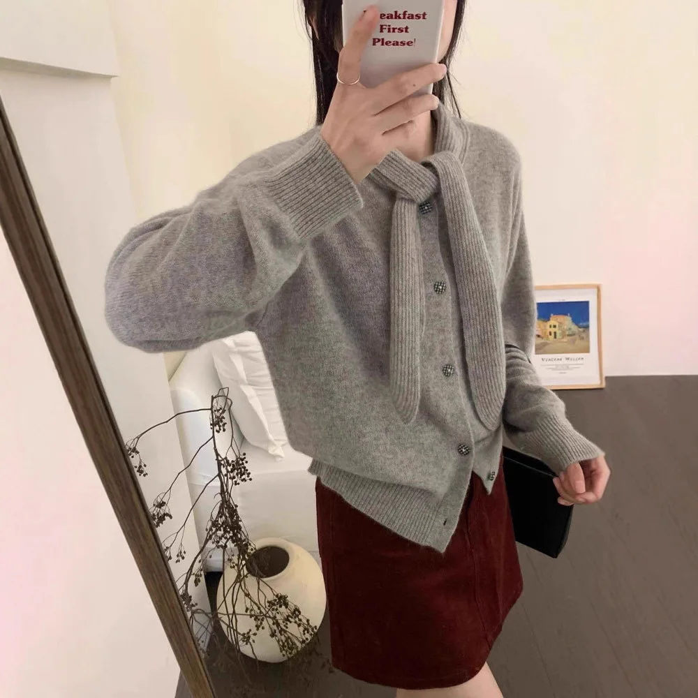 Koreanischer Sle Soft Strickpullover Long Sve Agel Pure Color Ele Lazy Sle Top Quali Chinesischer Lammsamtstoff