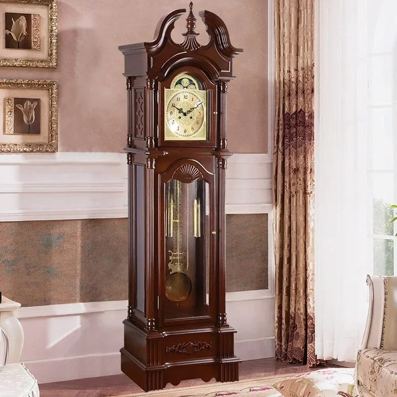 09European movement vertical floor clock living room new Chinese retro clockwork mechanical clock
