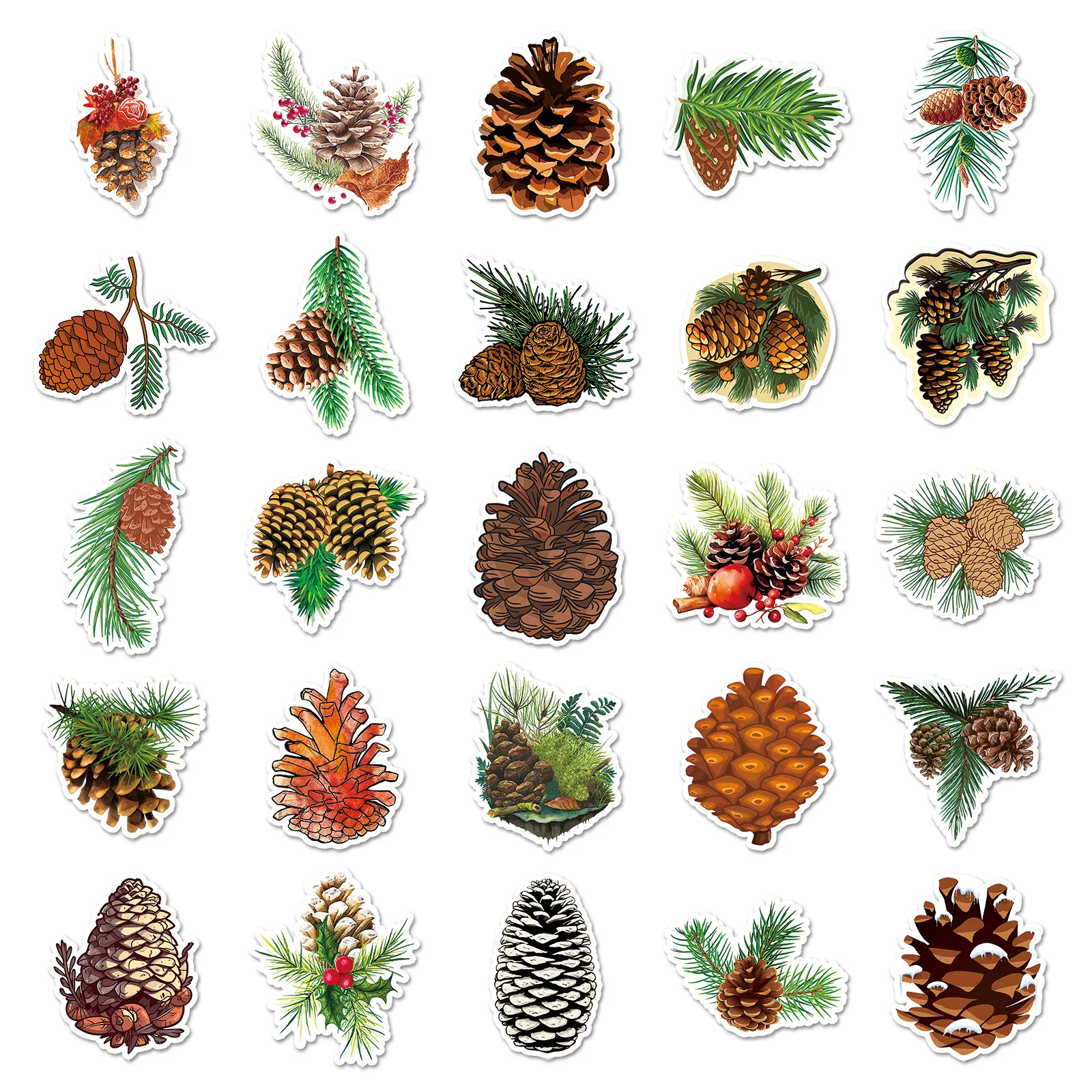 50-100PCS Pine Cone Graffiti Stickers Autumn Fresh Plant Waterproof Decals for Water Bottle Journal Scrapbook Fall Theme Gift De view 4
