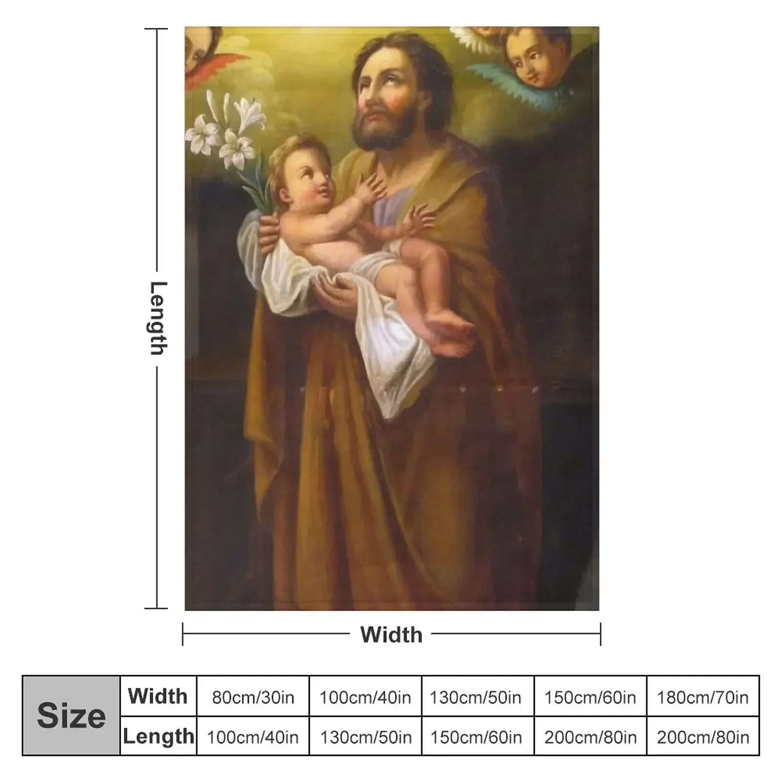 Saint Joseph with Jesus Christ as a baby, France Throw Blanket couch cozy soft plush fuzzy picnic outdoor blanket