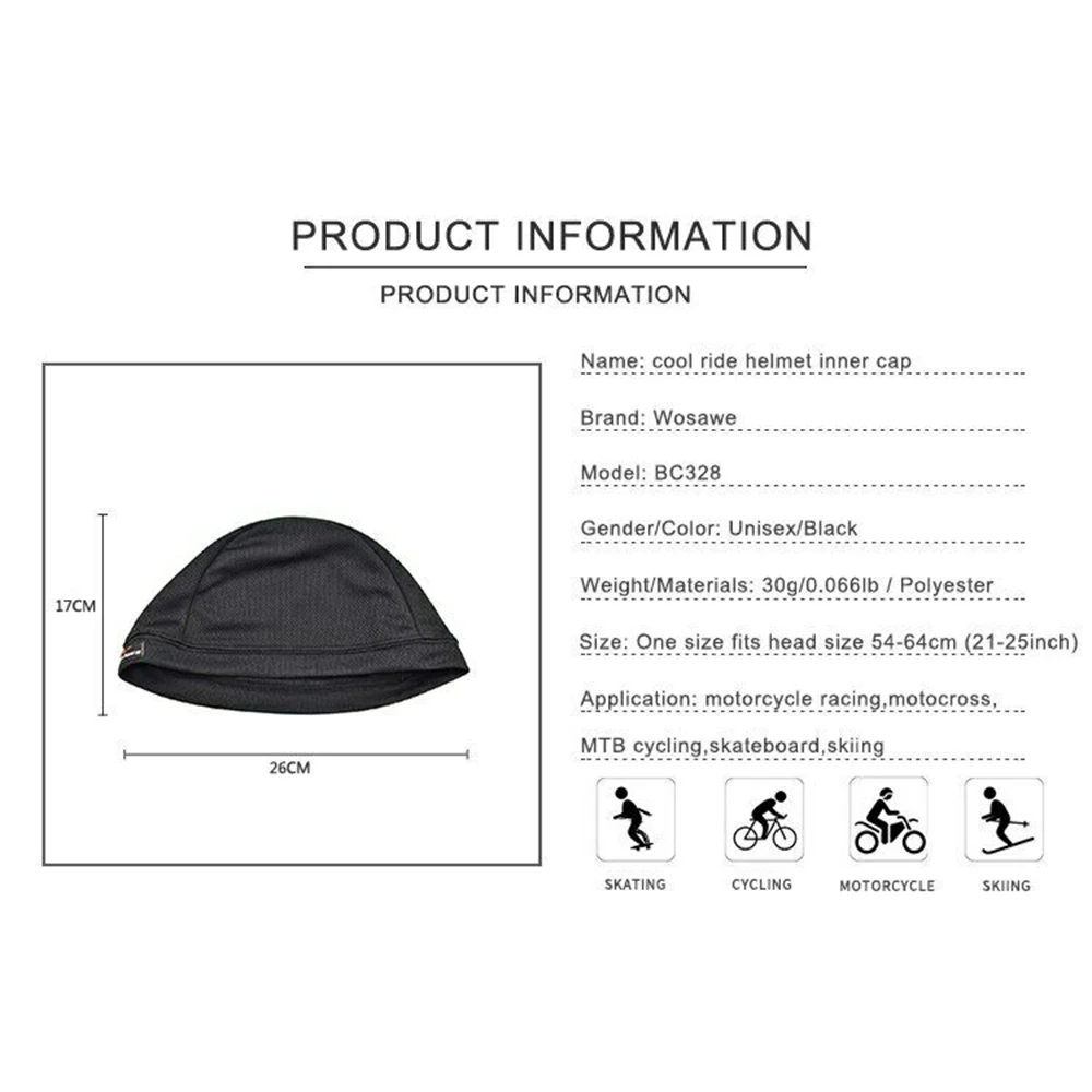 Breathable Mesh Mens Motorcycle Helmet Inner Caps Anti-Sweat Hat Thin Motocross Racing Ski Under Helmet Lining Caps