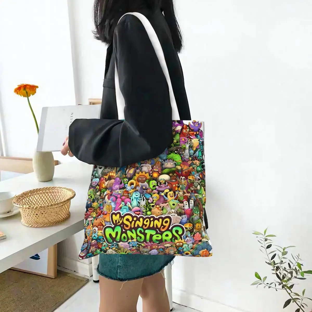 My Singing Monster Canvas Tote Bag Aesthetic Large Capacity Trend Bag for Women Men