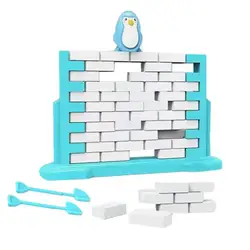 Two Person Wall Building and Pushing Wall Parent-child Interactive Fun Board Game Toys Saving Penguin Children's Puzzle Toys