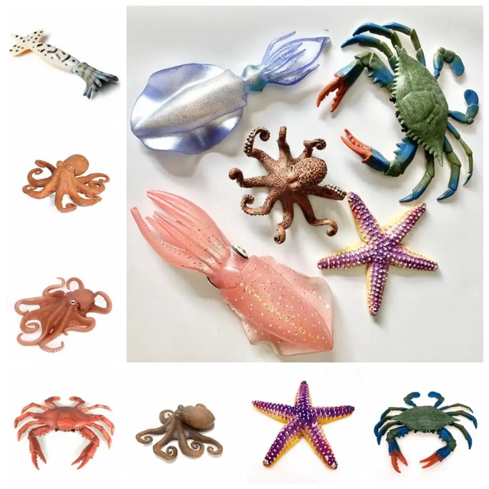 Figuras de acción de pulpo coleccionables hechas a mano, modelo de animales de vida marina de simulación de PVC, juguete artesanal, estatua, modelo de cangrejo
