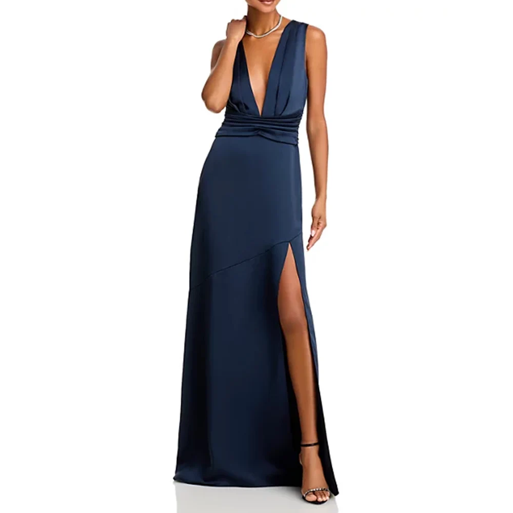 

Elegant Long Evening Dresses for Women V-Neck Sleeveless Floor-Length A-Line Prom Party Wedding Gala Special Events Dress 2024