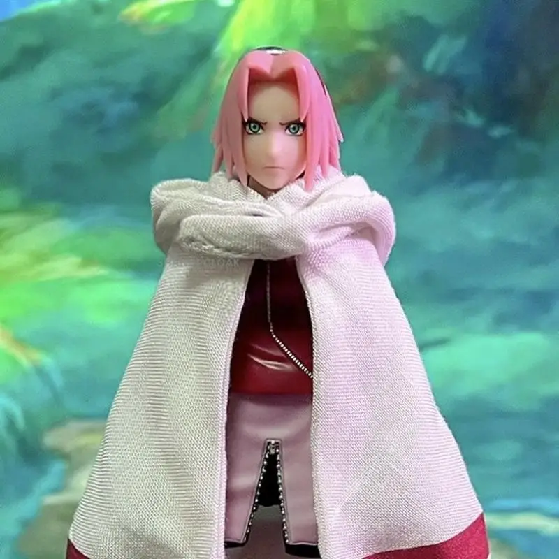 Naruto Shf Series Anime Haruno Sakura Handmade New White Cloak War Robe Cloak Suitable for 1/12 Size Movable Humanoid Toy