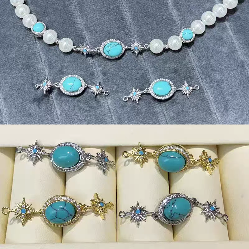 

1pc Pearl Necklace Bracelet Connecting Buckle Inlaid with Zircon Hexagram Pressing Buckle DIY Jewelry Making Material Accessorie