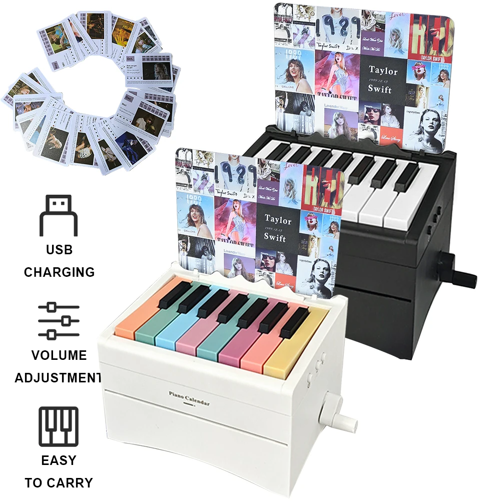 

BT Taylor Piano Calendar 2025 Mini Piano Calendar Playable Desktop Peripheral Ornaments with 27 Music Calendar Cards 52 Songs