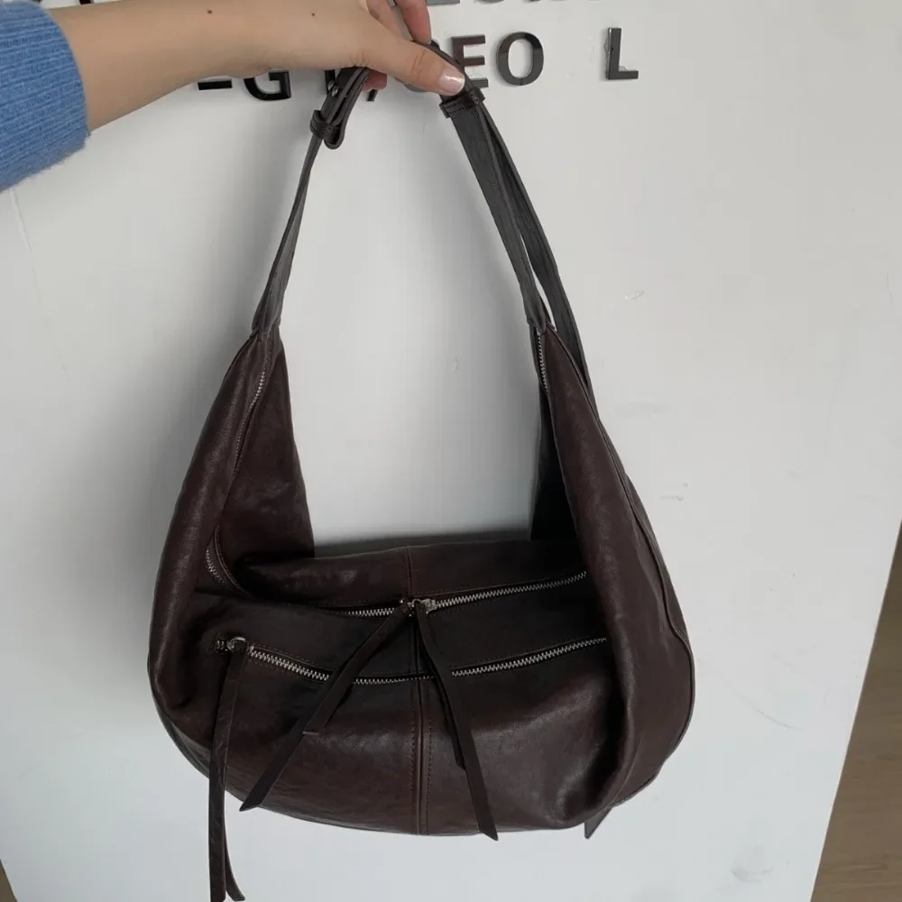 

2025 New Autumn High-quality Sheepskin Large-capacity Pleated Dumpling Bag Lazy Wind One Shoulder Crossbody Armpit Croissant Bag