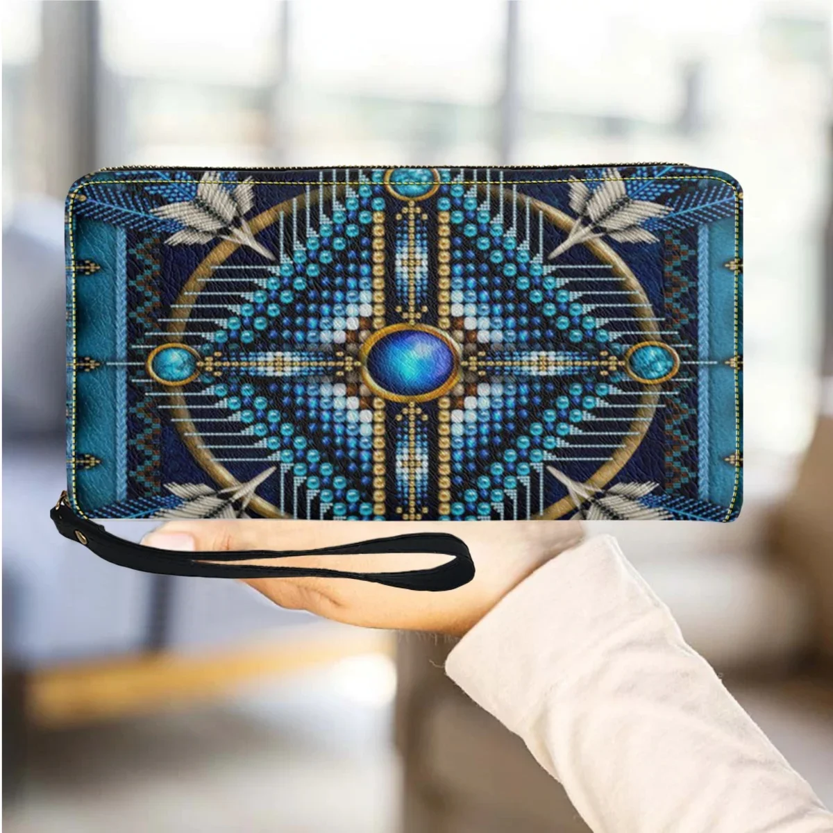 

Tribal Luxury Design Leather Girls Purse Card Holder Wallet Woman Multifunction Long Women Cash Holder Portefeuille Femenino