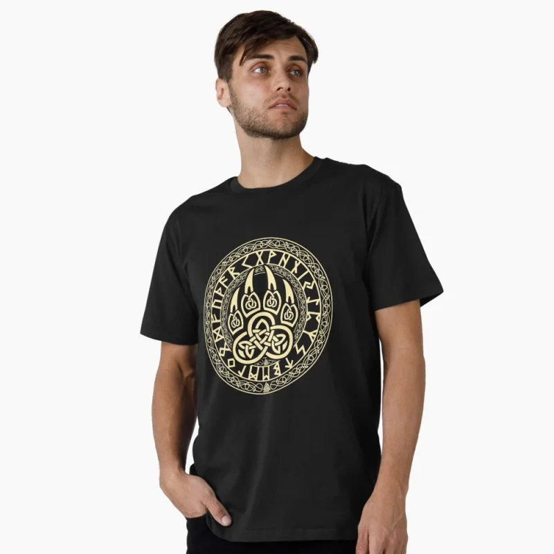 

0415 Viking Wolf Nordic Odin Gift T-Shirt Viking Runes Norse Myths printed Graphic clothes 100% cotton Tee All size tops S-6XL