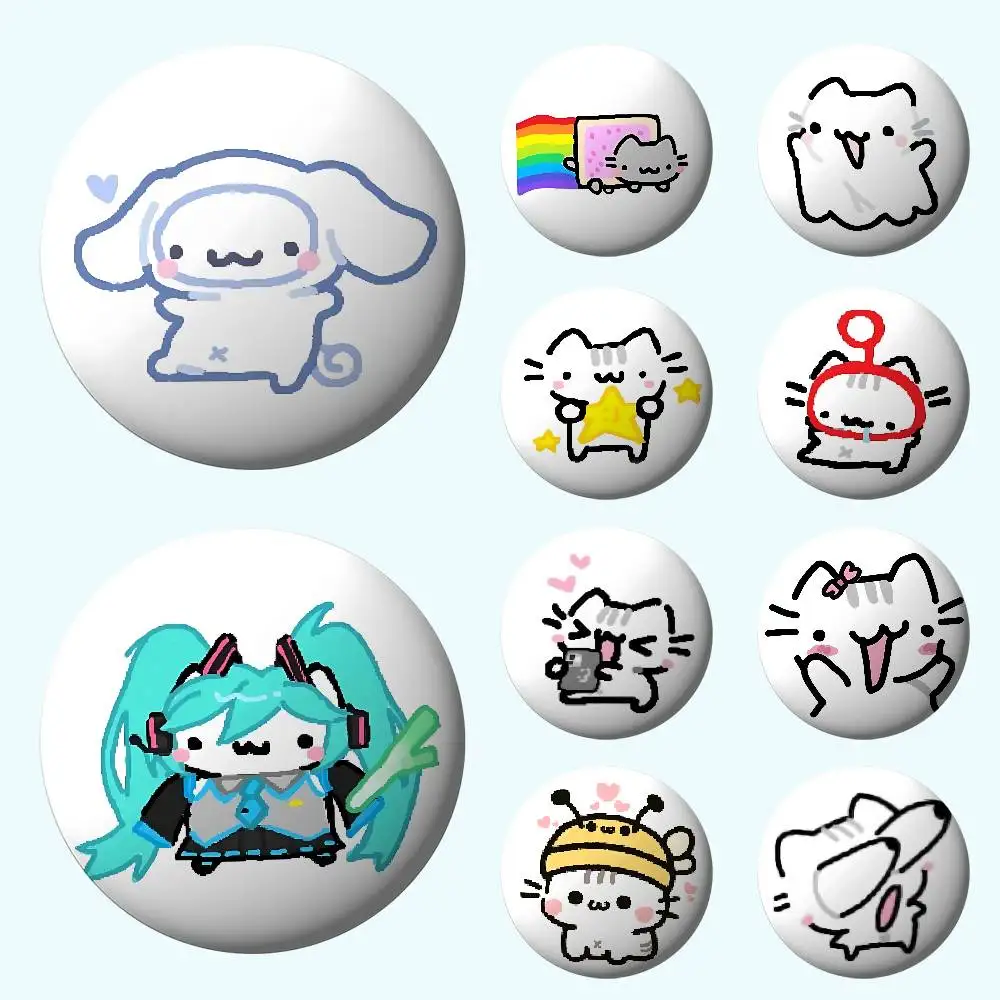 

Cute B-Basiilleaf CATs Badges Creative Tinplate Button PinsBrooch Creative Funny Quotes Badge Clothes Backpack Jewelry Gift For