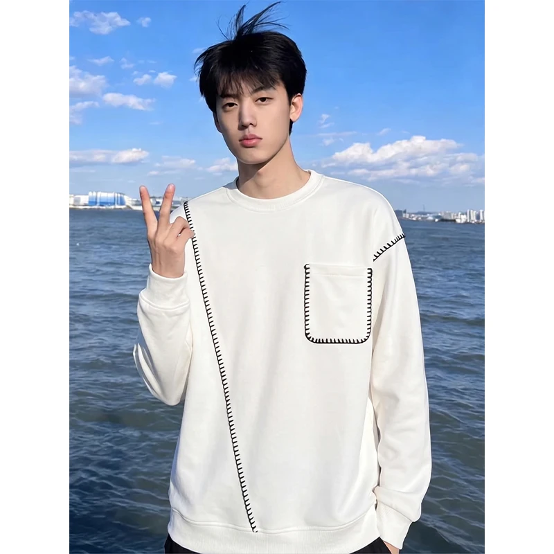2026 Autumn Men's Fashion Casual Cotton Special Embroidery Multi-Functional Sweater