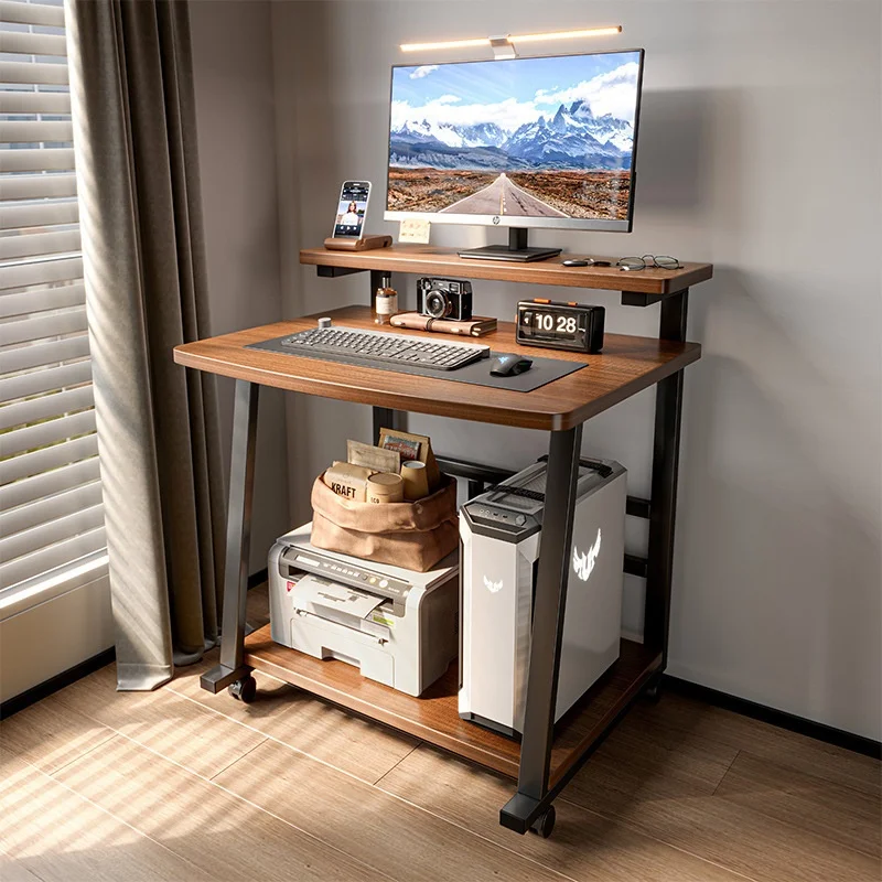 Computer Desk Desktop Small Home Mini Mobile Bedroom Bedside Table Adjustable Height Desk Double-layer Desktop Desk New Sales