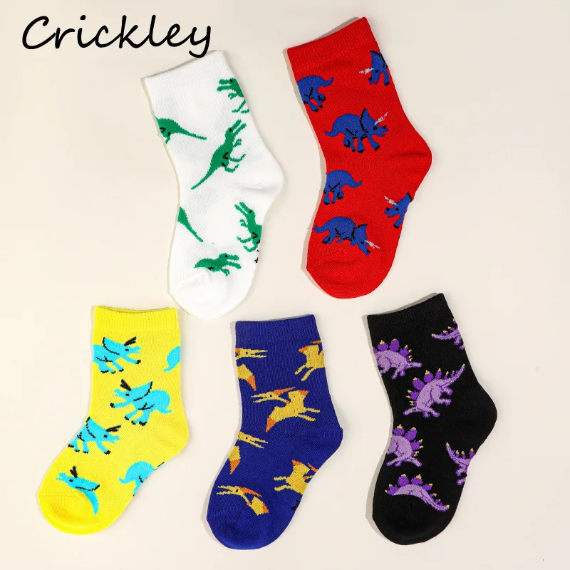

5 Pairs/Lot Cartoon Dinosaur Boys Girls Socks Spring Autumn Cotton Children Socks Soft School Student Kids Sock