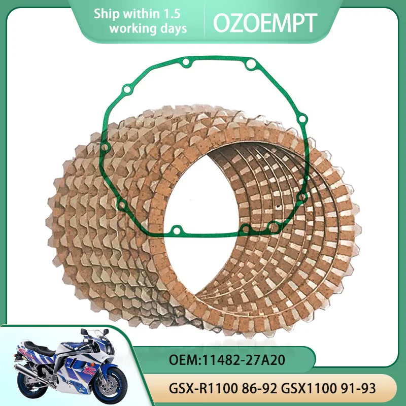 

OZOEMPT Motorcycle Clutch Disc Set and Cover Gasket Apply to GSX-R1100 86-92 GSX1100 91-93