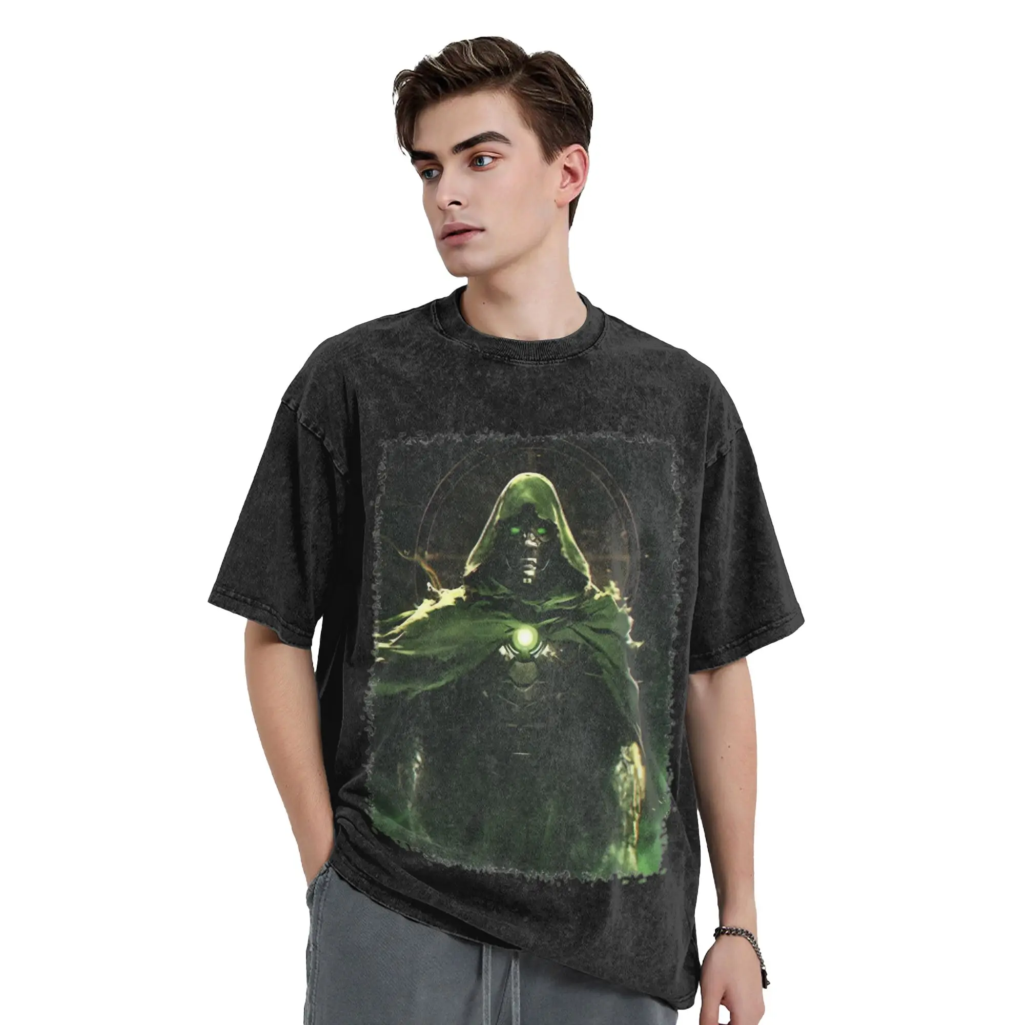 Dr Dooms Comics Washed T Shirt Streetwear Vintage T-Shirts  Tees Tops for Men Women Short Sleeve Oversize Printed