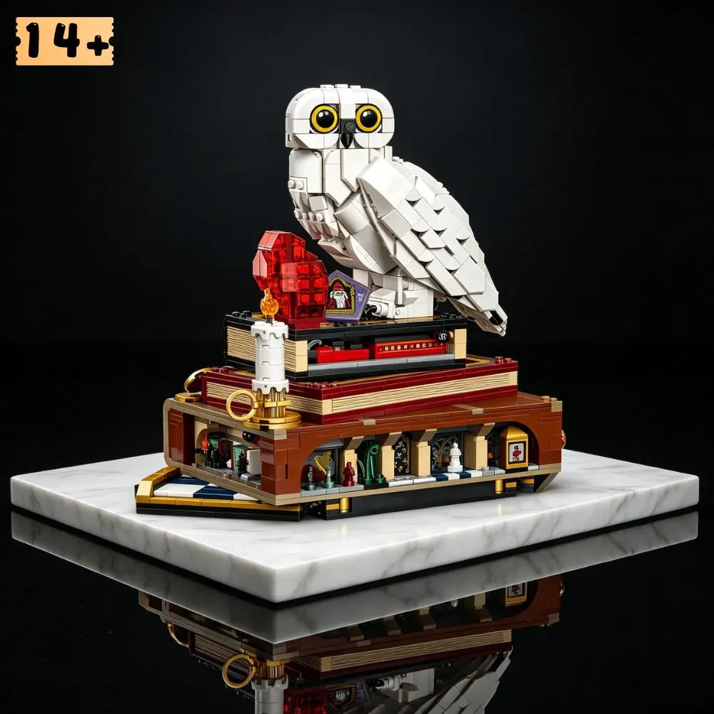 2026-hot-educational-toy-white-owl-1571pcs-collectible-building-block-model-ornament-birthday-gift-for-adults
