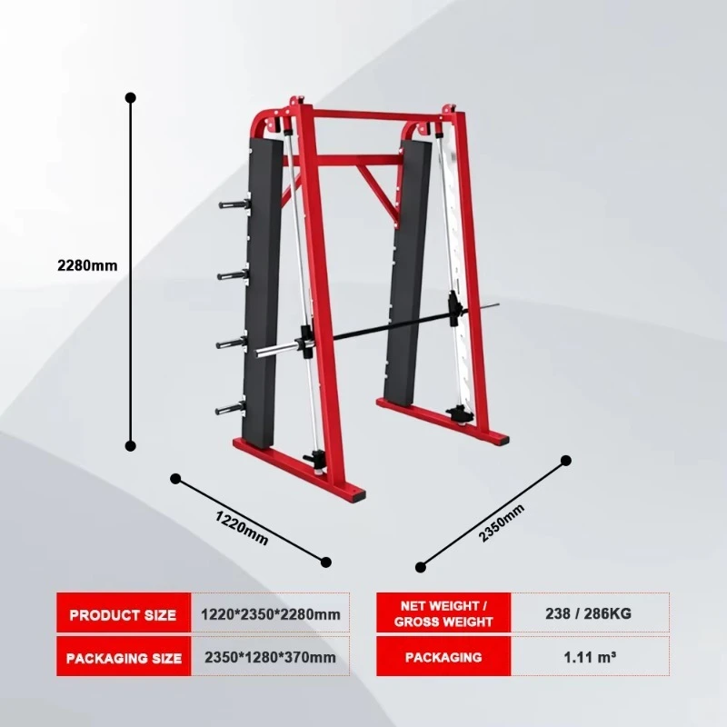Commercial Machine for Gym Heavy Duty Steel Construction with Safety Lock and Adjustable Barbell
