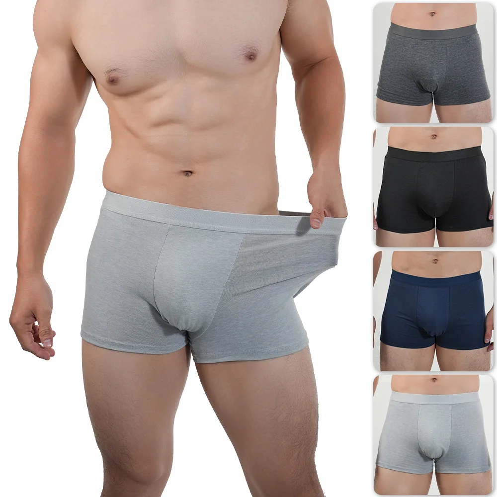 2pcs Boxers Men Boxer Shorts Cotton Underwear Male Underwear Boxers Homme Man Sports Solid Underpants Sexy L-4XL Black Blue Gray