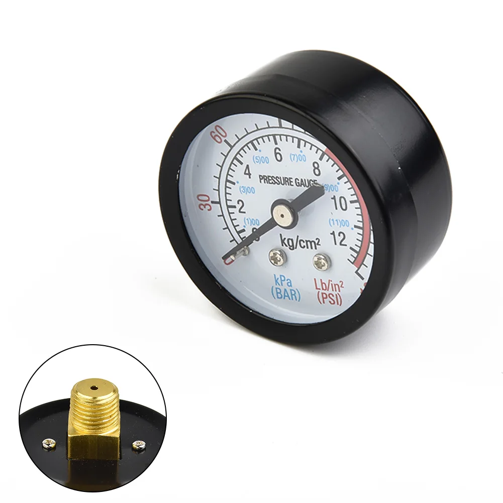 Air Compressor Pressure Gauge 13mm 1/4 BSP Thread 0-180 PSI 0-12Bar Manometer  For Air Compressor Pneumatic Hydraulic Fluid