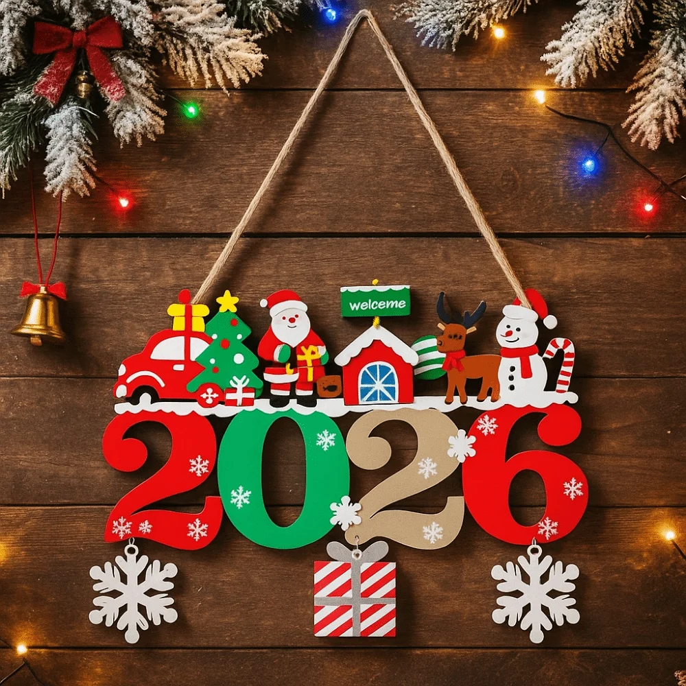 

Dwarf Design Wooden Christmas Pendant Elk Snowman Door Hanging Ornaments Hanging Style Year 2026 Christmas Door Decoration