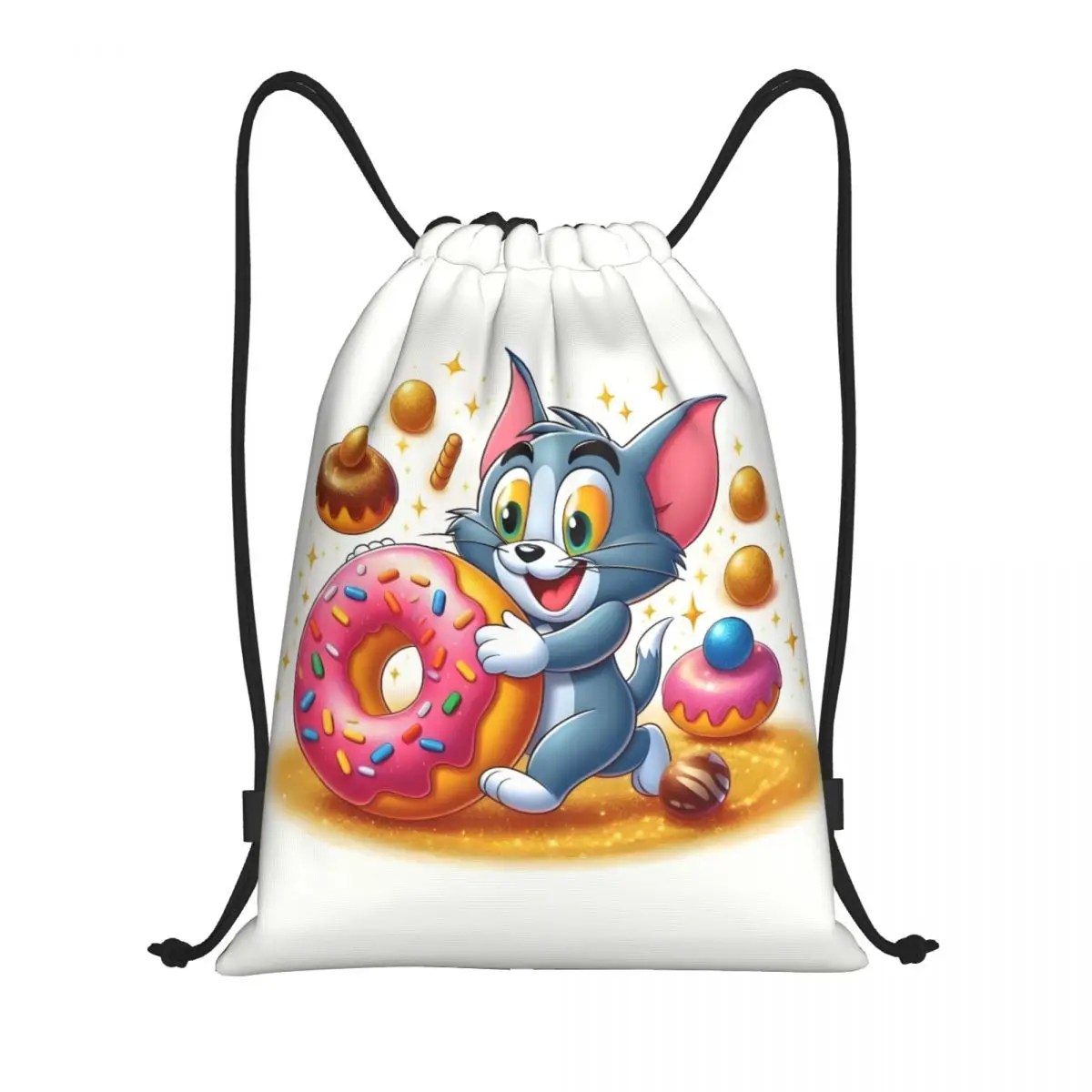 حقيبة ظهر رياضية برباط مخصصة من توم آند جيري للرجال والنساء حقيبة تسوق لطيفة على شكل أنيمي