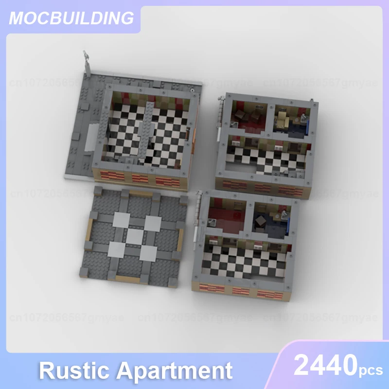 Apartamento rústico modelo modular moc blocos de construção diy montar tijolos arquitetura educacional criativo brinquedos natal presentes 2440 pçs