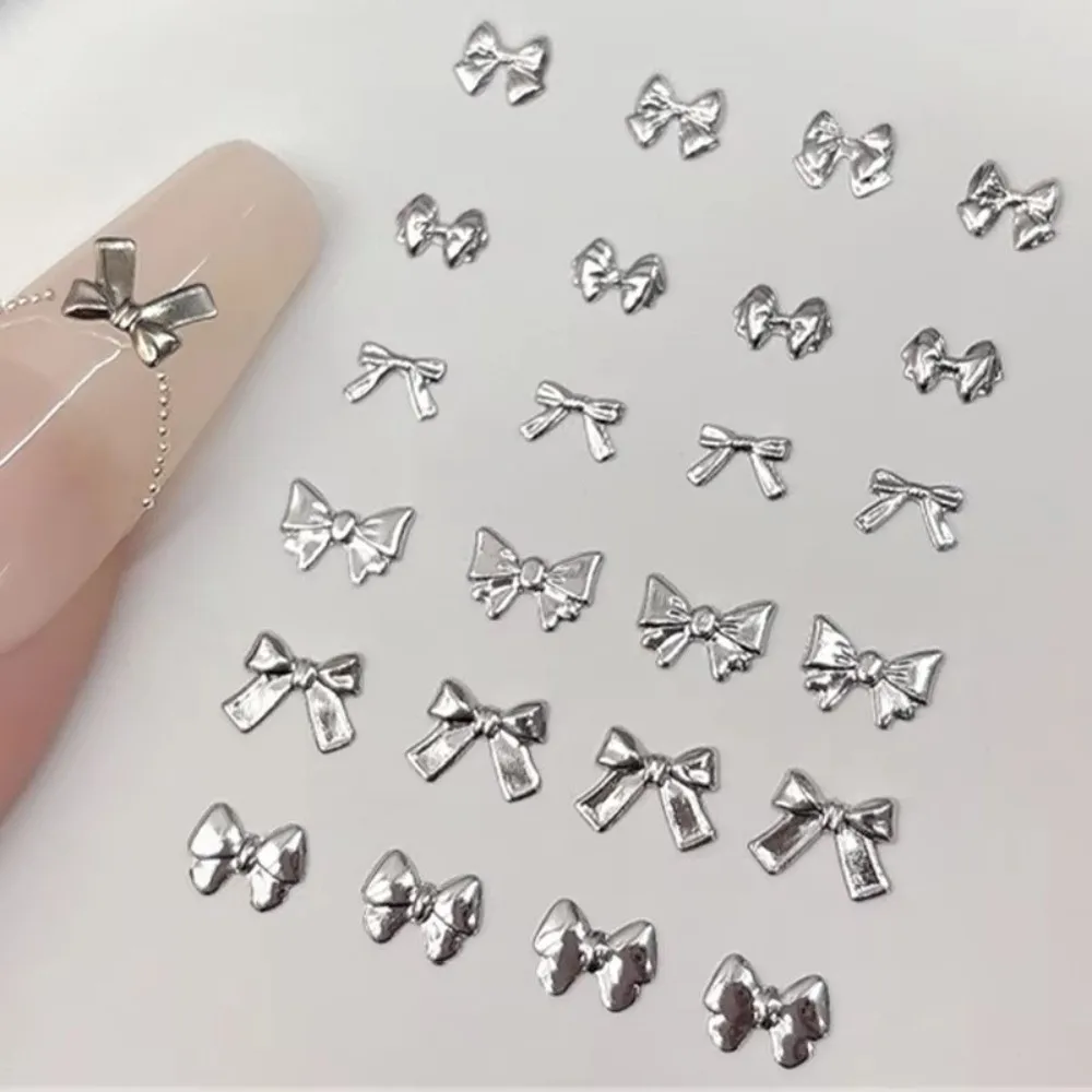 Approximately 150 Pcs DIY Manicure Nail Charms Alloy Material Rhinestones Embellished Mini Bow Nail Accessories