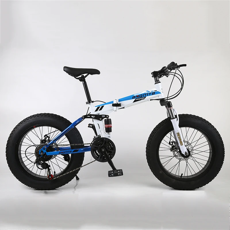 Foldable Fat Tire Snow Bike, Double Disc Brake, Adult Bicycle, Youth Student, 20 Inch