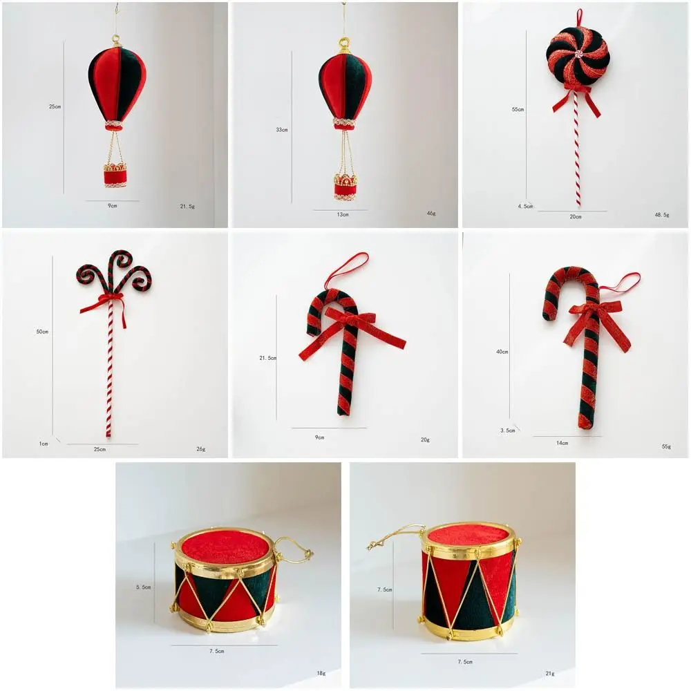 Foam Flocking Simulation Candy Cane Decoration Red Green Canes Christmas Velvet Hanging Hanging hot air balloon
