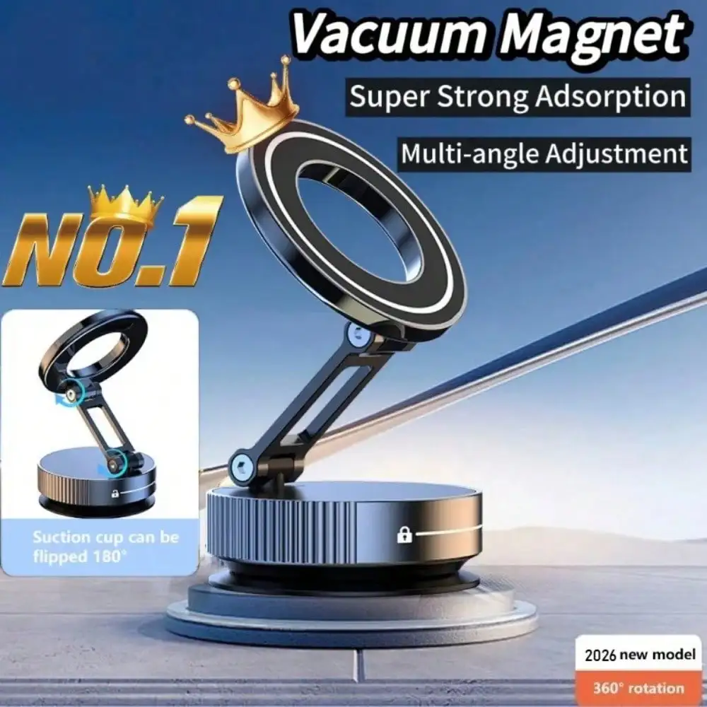 

Adjustable Suction Cup 2026 Car Phone Magnetic Stand Super Strong Mechanical Vacuum Suction Cup Rotate 360° Multi-Angles Adjustment Foldable Holder Spring Gift