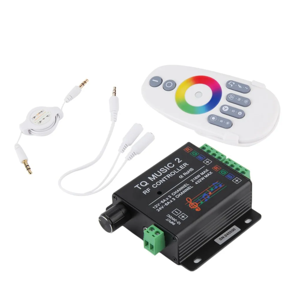 mini controle musical rgb cabo de 12v216w 24v432w para uso com tira rgb 5050 ou 3528 para conexao de celular ou video 01