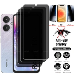 4Pcs For Redmi 13C 5G Glass Xiaomi Redmi 13C 5G Tempered Glass Protective Privacy Anti-Spy Cover Glue Screen Protector Redmi 13C