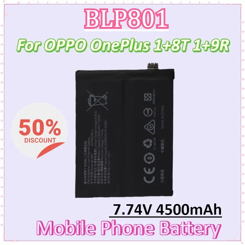 

BLP801 7,74 В 4500 мАч аккумулятор мобильного телефона для OPPO OnePlus 1 + 8T/1 + 9R Сменные аккумуляторы
