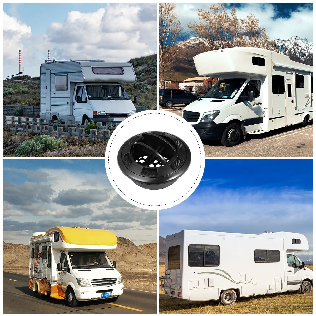 

Round Air Conditioning Vent Outlet for Rv Bus Caravan Electric Car ABS Material Sturdy Comfortable Interior Ventilation Grille