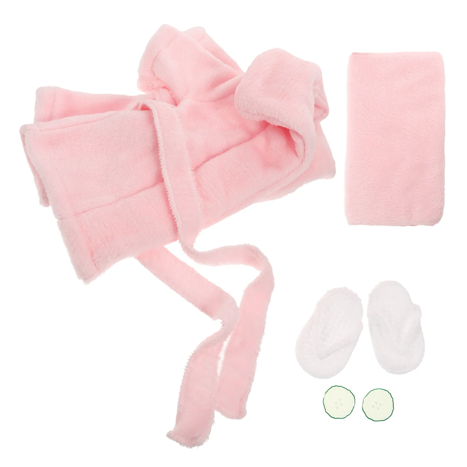 1-セット新生児バスローブセットエレガントなコーラルフリースバスタオルソフト通気性のある写真撮影用小道具幼児パーティー用