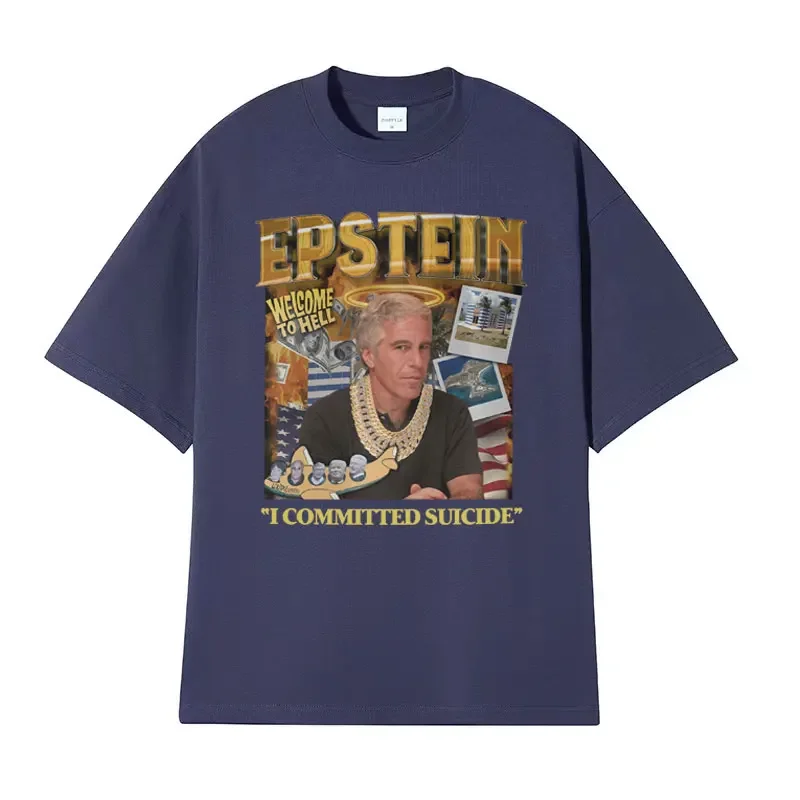 Funny Jeffrey Epstein Graphic T Shirt Men Clothing Vintage Hip Hop T Shirts Unisex O-Neck Oversized Cotton Short Sleeve T-shirts