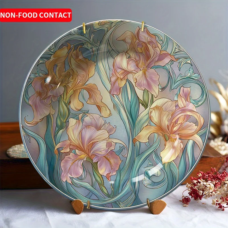 Elegant Floral Ceramic Decorative Plate - Round Non-Food Contact Serving Plate Suitable for Home, Weddings, Christmas, Weddings
