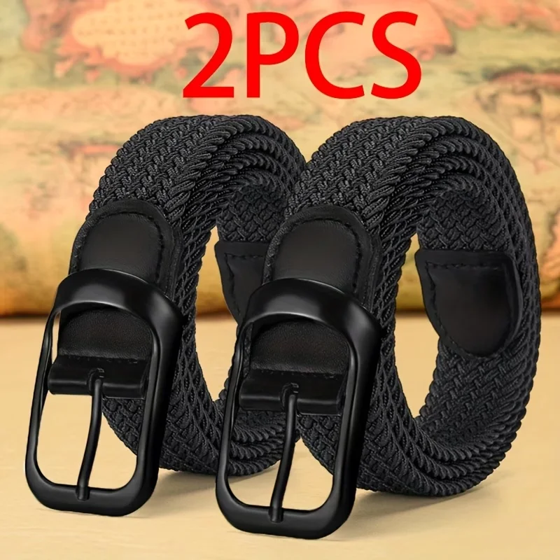 2pc women belts casual adjustable waistband elastic belt woven outdoor sports waistband paired with dresses jeans belt for women