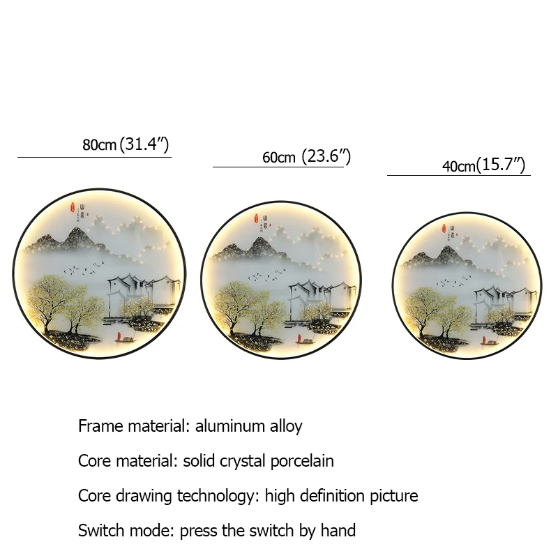 SAMAN Wall Lamps Modern Landscape Painting LED Sconces Round Light Creative For Home Bedside