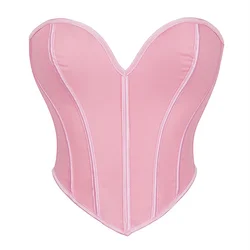 Women Overbust Corset Crop Tops Gothic Pink Bustiers Vintage Lace Up Body Shaper Korset Bustier Lingerie Sexy White Corselet