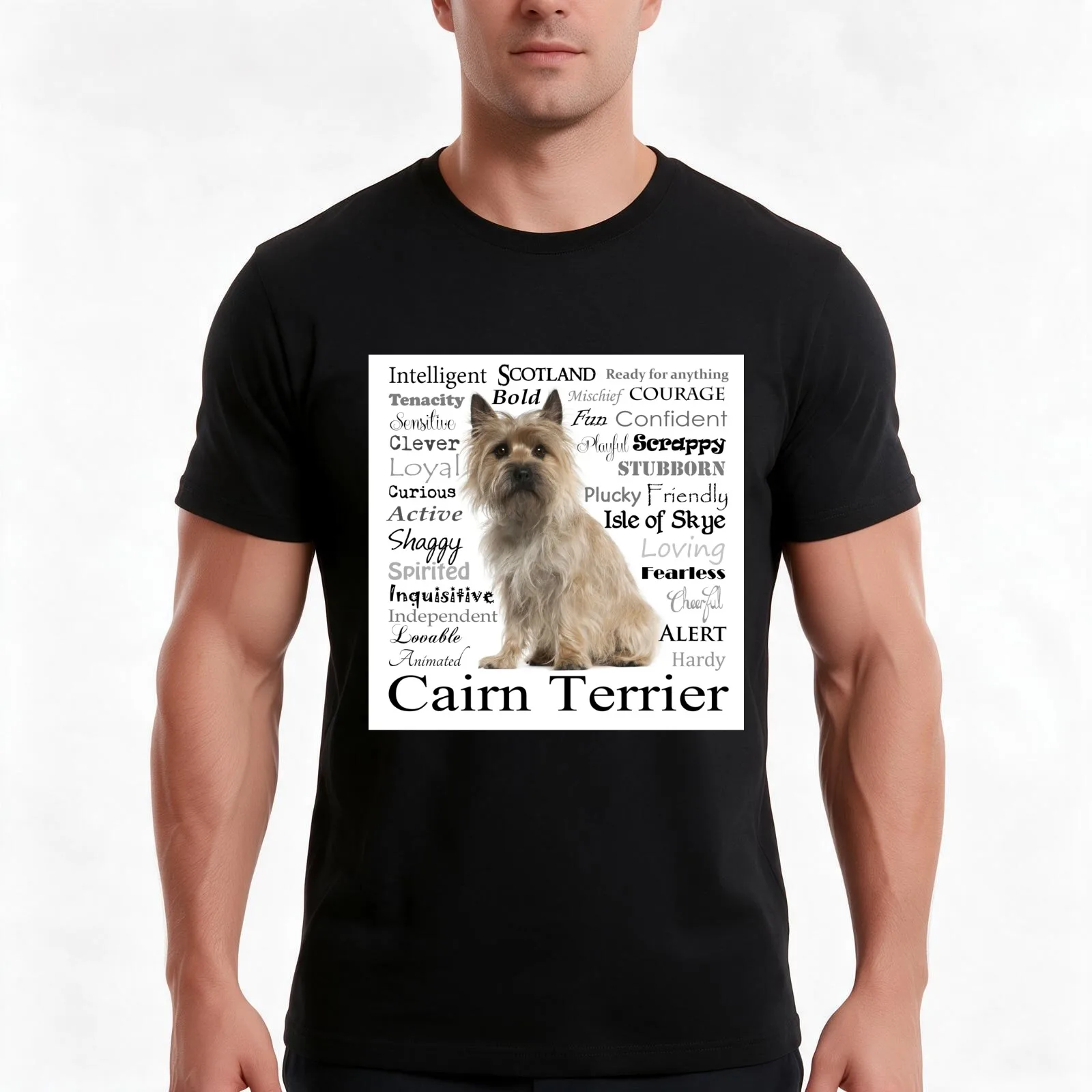 Cairn Terrier Traits T-Shirt, Summer Casual Cotton Tee, Oversized Streetwear Tops, Vintage Graphic Print, Loose Fit Short Sleeve