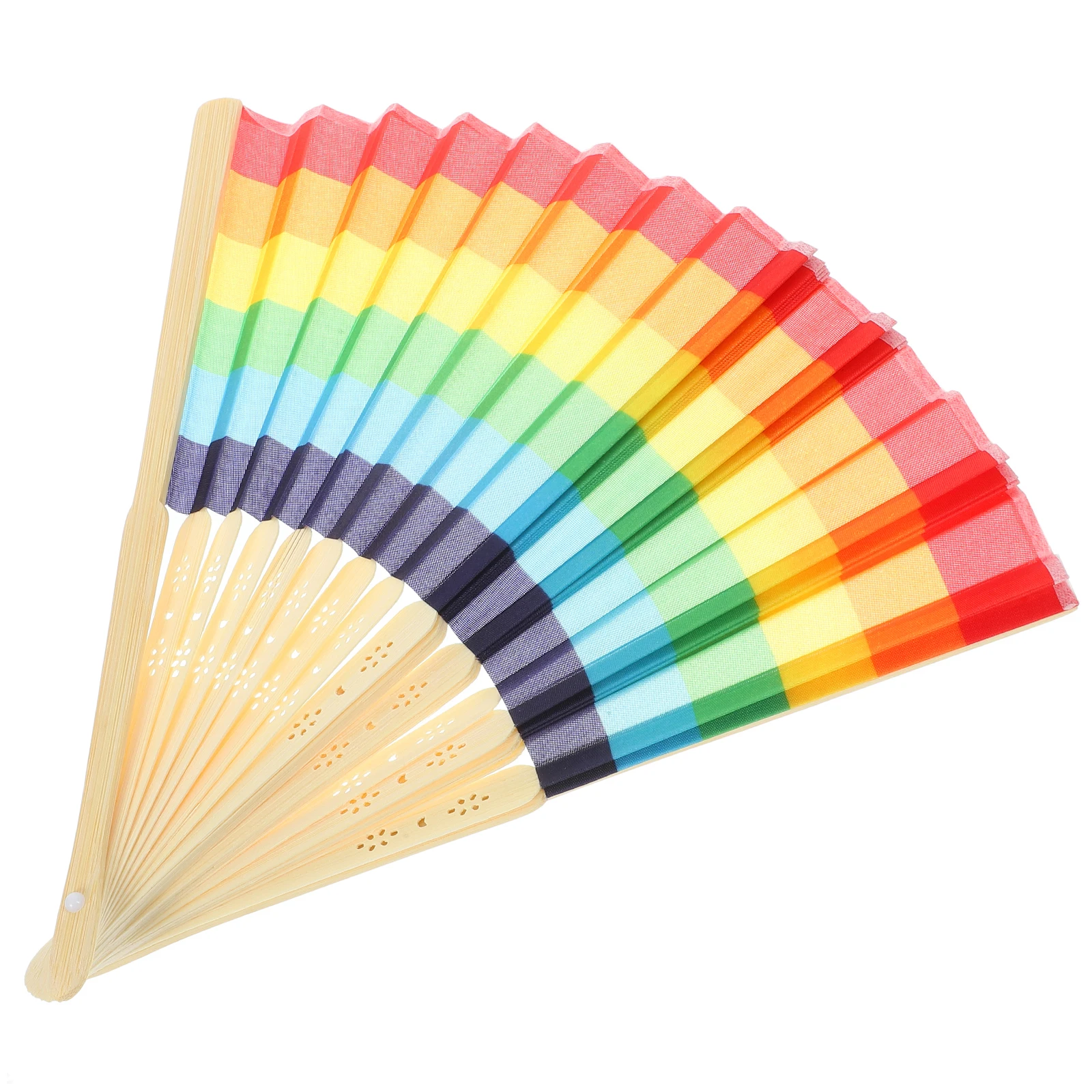 

Bamboo Bone Rainbow Fans 21CM Handheld Mini Retro Style Decorative Dancing Photo Prop Folding Fan for Party Home Model