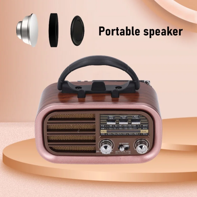 Piccola radio vintage retrò AM FM SW batteria ricaricabile portatile ad energia solare per campeggio domestico BT638S