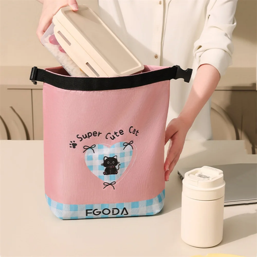 

Сумка для обеда с милым вишневым котом, термоизоляционная сумка для хранения ланча, многофункциональная детская школьная сумка-холодильник, сумка для еды для пикника