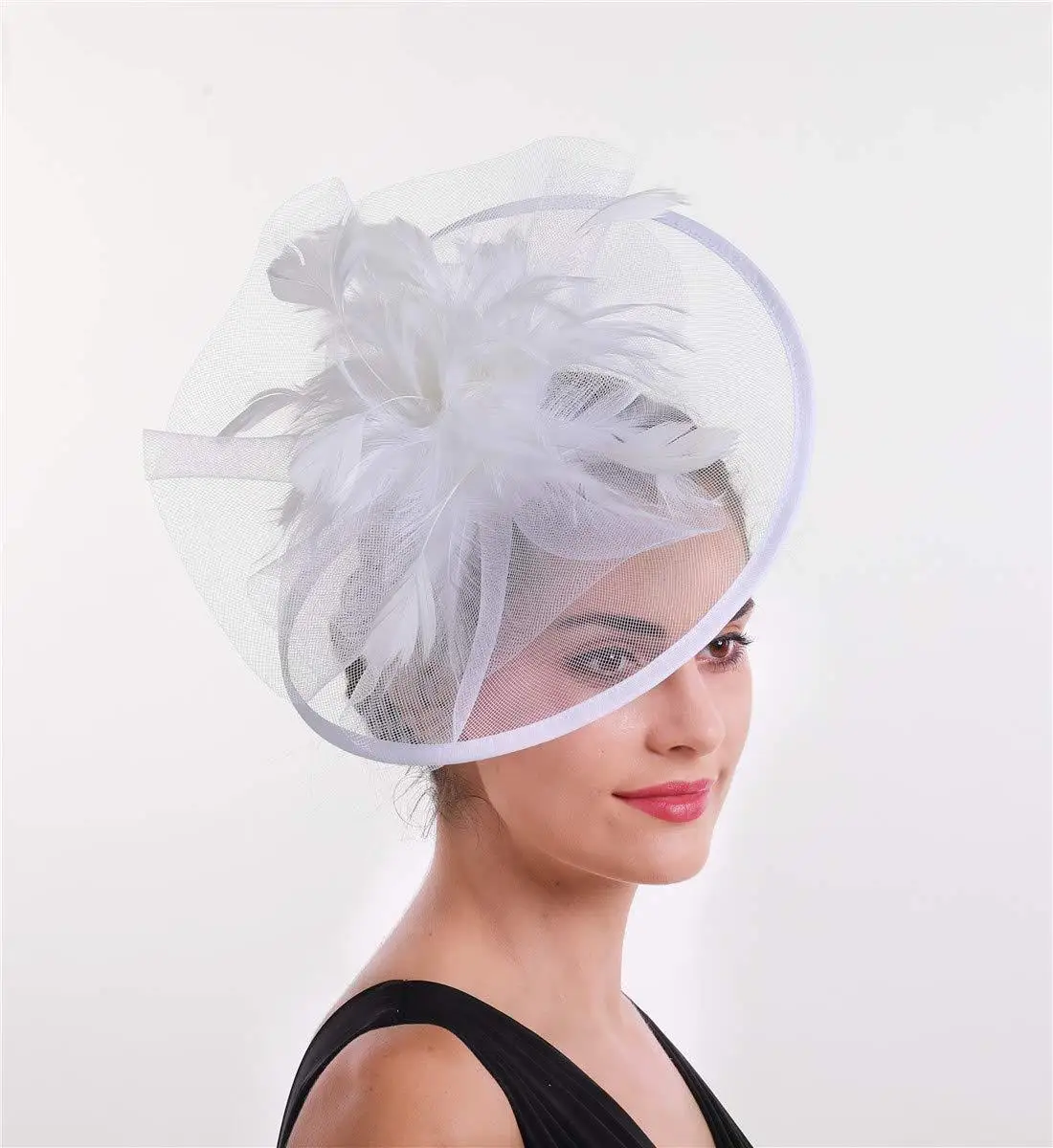 New Mesh Feather Flower Hair Hat fascia per le donne elegante Wedding Church Guest copricapo Fascinator Party Headwear accessori