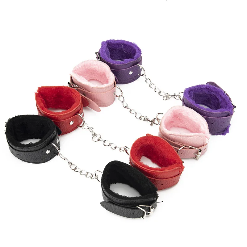 BDSM Sexy Bondage Handcuffs Ankle Cuffs Adjustable With Adult Game Erotic Sex Toy for Women Couples Pink Black Red