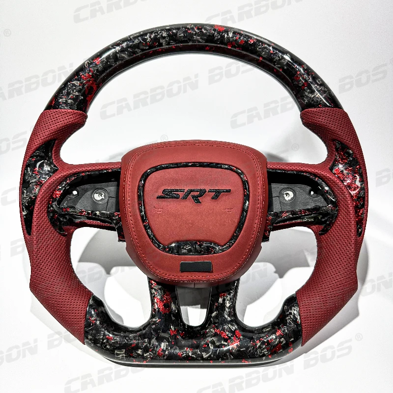 

Red Forged Carbon Fider Steering Wheel for Dodge HELLCAT Challenger Charger 2015-2020 2021 2022 Racing car wheel car cessories
