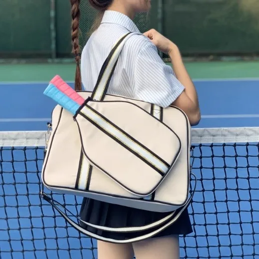 adjustable-fashionable-pickleball-racket-bag-with-shoulder-strap-crossbody-sports-bag-canvas-material-wear-resistant-zipper-o
